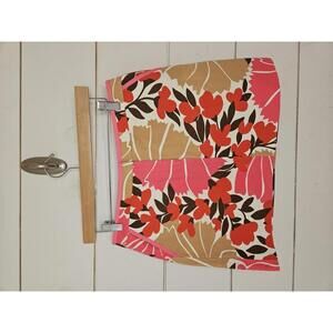 J Crew size 6 white with pink & brown floral cotton mini skirt